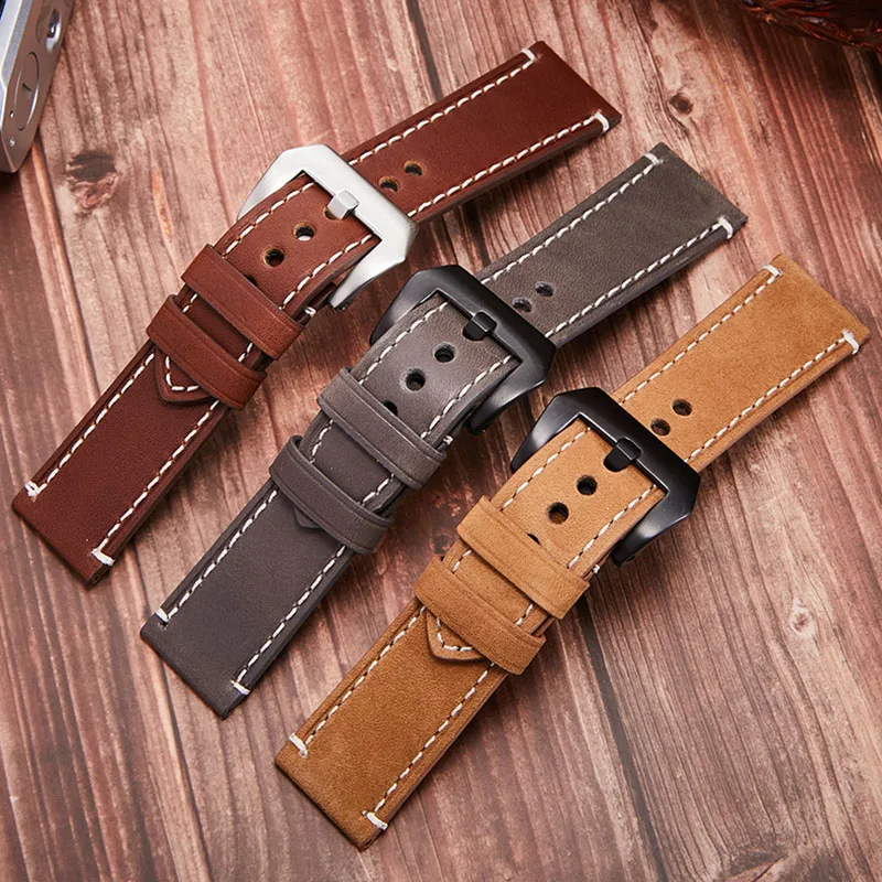 Винтажный ремешок ручной работы из натуральной кожи для часов Panerai 22 мм 24 26