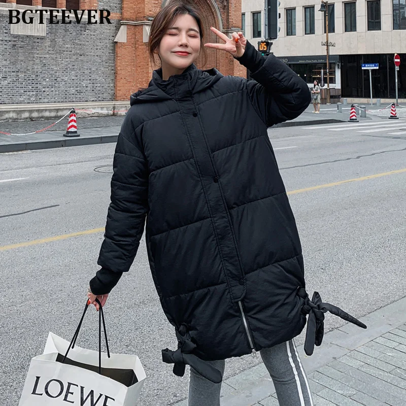 BGTEEVER модные длинные утепленные женские парки зимнее пальто куртка Femme свободные