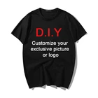 Футболка мужская с индивидуальным принтом, Повседневная Свободная рубашка с логотипом сделай сам, с фото, в стиле унисекс, 7 цветов, на заказ