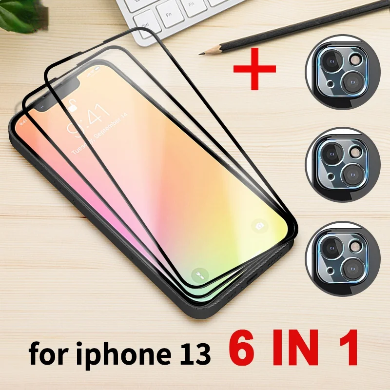 

6 в 1, Защитное стекло для iphone 13 pro max, защита экрана, объектив камеры, закаленное стекло для iphone 13pro mini