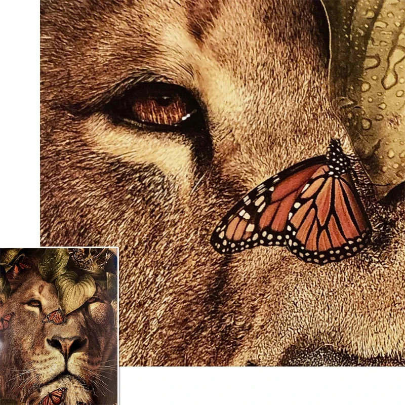 

Lion Leopard Tiger Wild Animal Poster Canvas Painting Butterfly Flower Leaf Modern Abstract Art Print Wall Pictures Home Decor