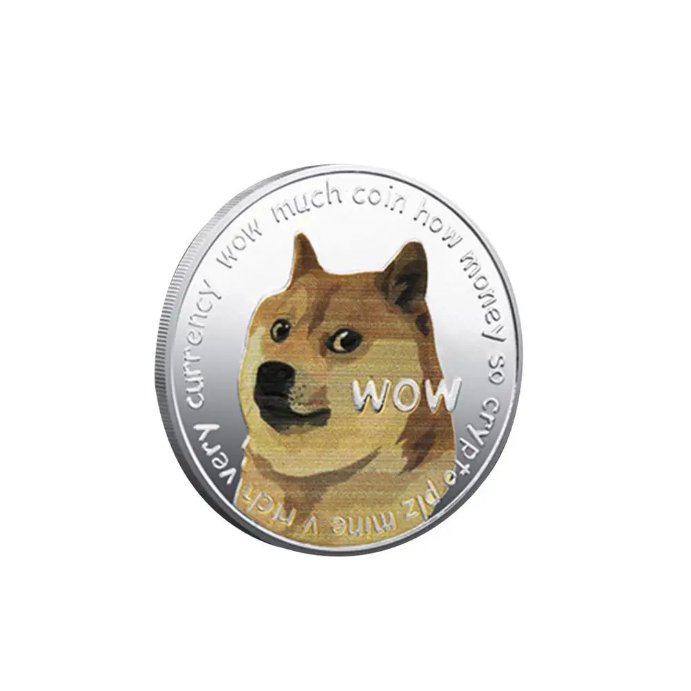 

Gold/Silver Plated Dogecoin Virtual Currencys Commemorative Coins Collection Dog Badge Souvenir Gift Home Decoration Crafts