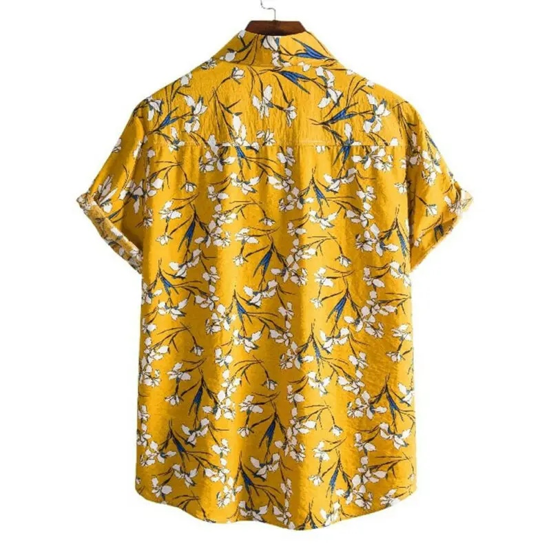 

Men's Short Sleeve Hawaiian Shirt Summer Casual Blouse Beach Floral Loose Tops