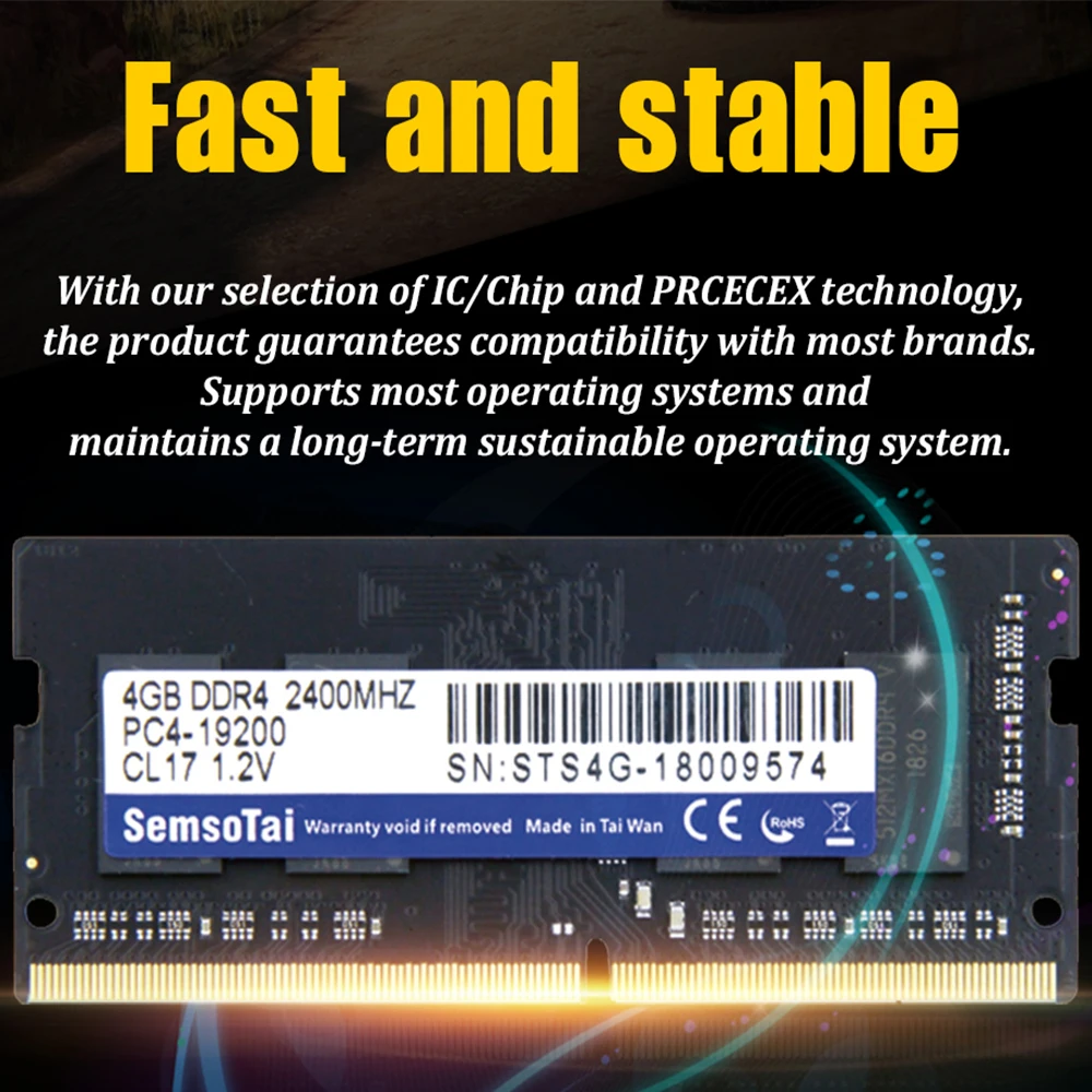 Оперативная память SemsoTai для ноутбука ddr4 4 Гб 2400 МГц CL = 17 Фирменная ширина 288pin димм