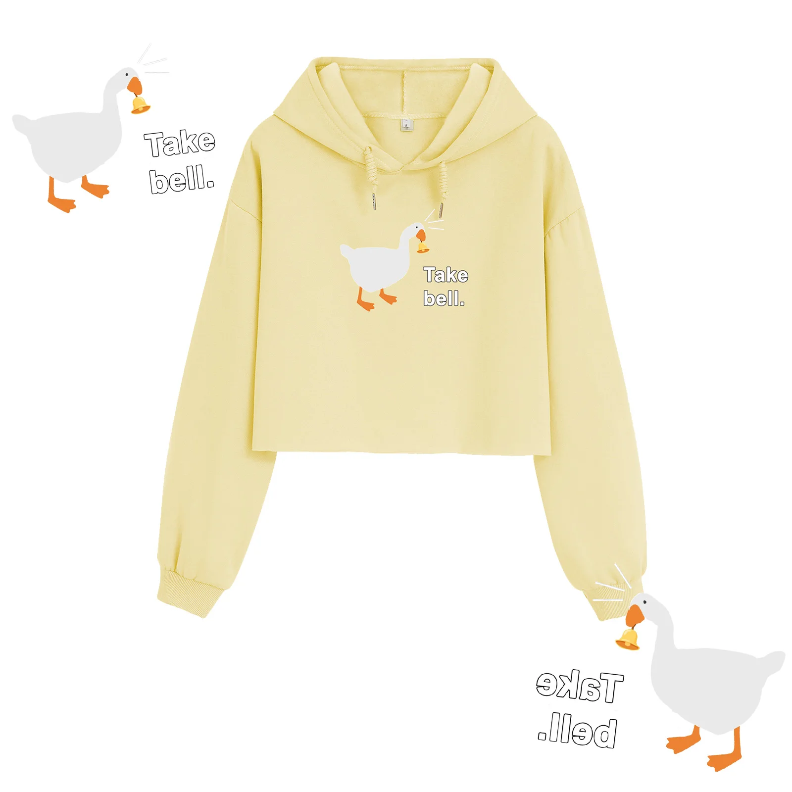 

Новый короткий укороченный свитшоты в ленивом стиле, милая мультяшная куртка с белой уткой, Свободный теплый джемпер, свитшоты, кавайная одежда в эстетике