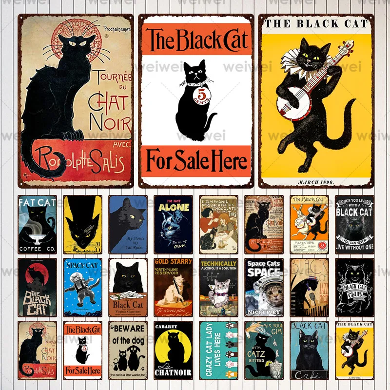 

WEIWEI Funny Cat Sign Vintage Metal Tin Sign Lovely Friendship Poster Cat Accessories Cat Lover Nest House Wall Decoration