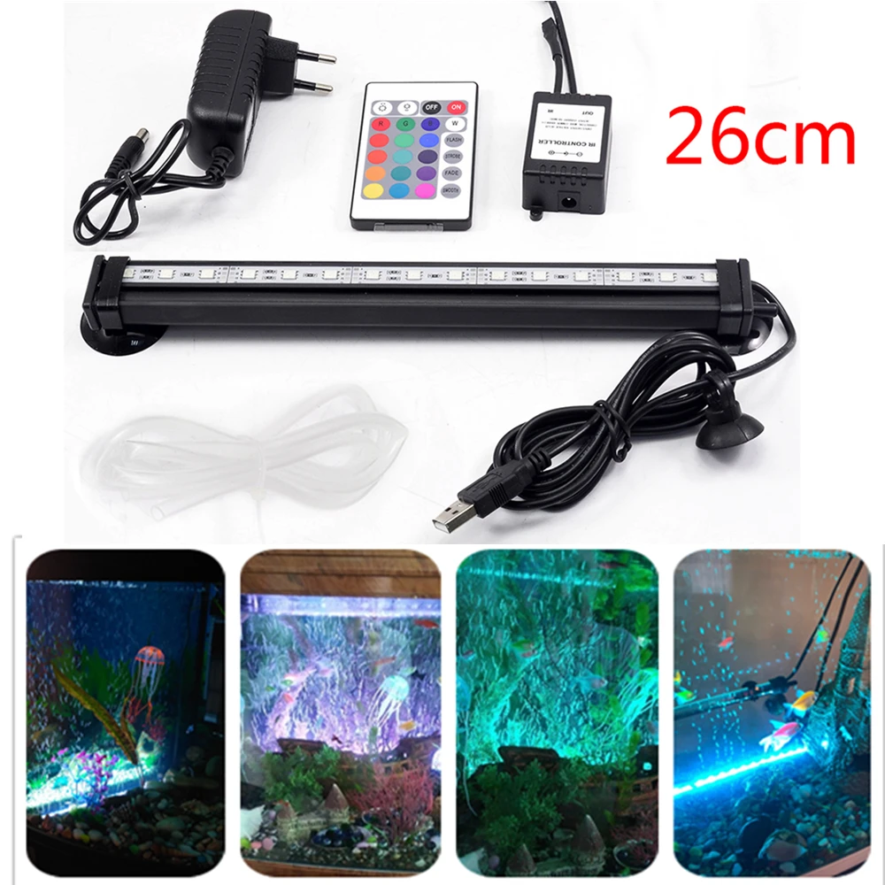 

26cm 10inch 240V Aquarium Led Lighting Back Light Lamp Air Bubble Fish Tanks RGB Beam Ceiling Underwater Waterproof D40