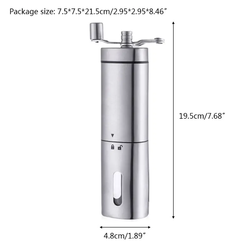 Ручная керамическая кофемолка из нержавеющей стали регулируемая коническая