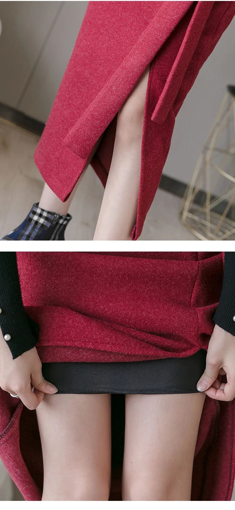 P Ammy приталенная шерстяная юбка карандаш с разрезом Осень зима 2019 Женская Плотная