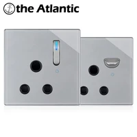 15a south africa socket aircond socket power wall outlet electrical outlet with led gray grey glass sa sans 3 pins socket