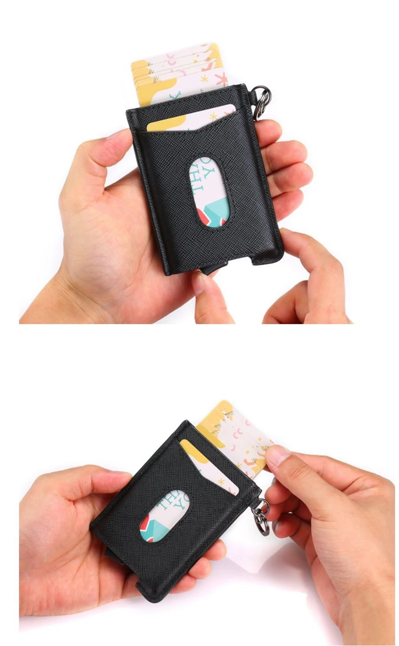 Деловой смарт-кошелек из натуральной воловьей кожи, RFID держатель для карт, тонкий Противоугонный защитный ID держатель, алюминиевая коробка, чехол для карт