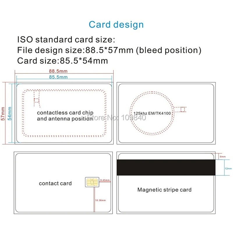 Бесконтактный чип Fudan S50 1000 МГц + магнитная полоса карта 2 в 1 13 56 шт.|Карты контроля