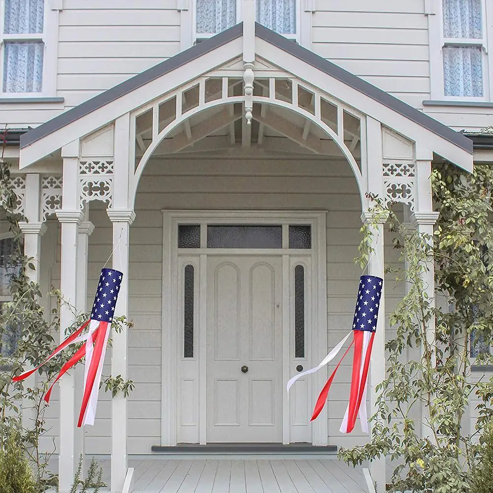 

American Flag Windsock Outdoor Embroidered Stars Stripes Flags Canadian Banner Garden Flag Direction USA 70/140cm Patriotic Z4U3