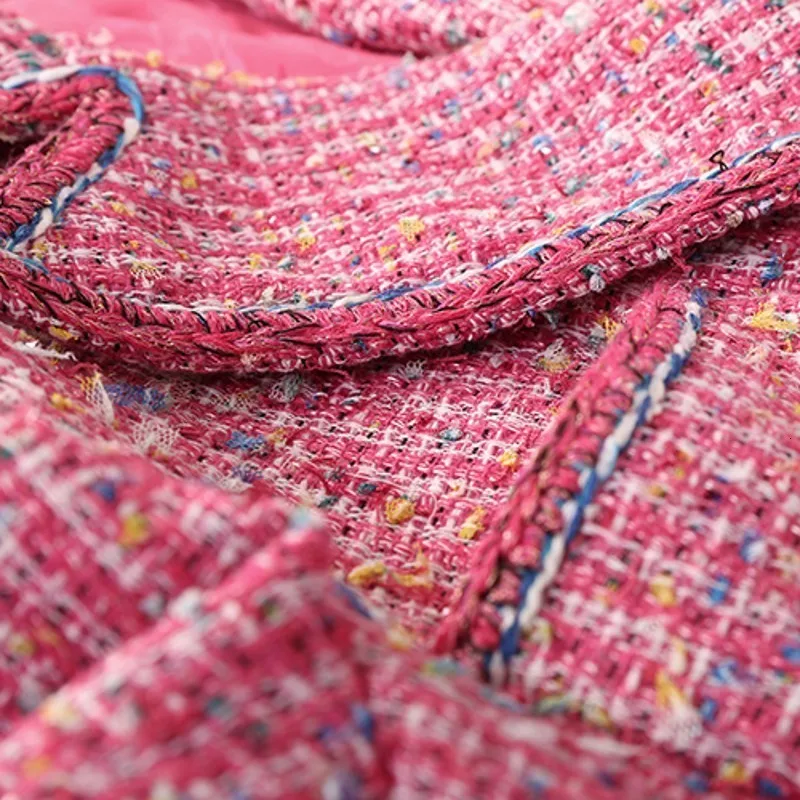 Женский твидовый пиджак с отложным воротником двубортный свободный жакет