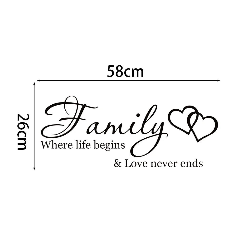 Easy Apply DIY Removable Modern Art Living Room Adhesive Home Family Letter Flat Black Window Mural Bedroom Decor | Дом и сад