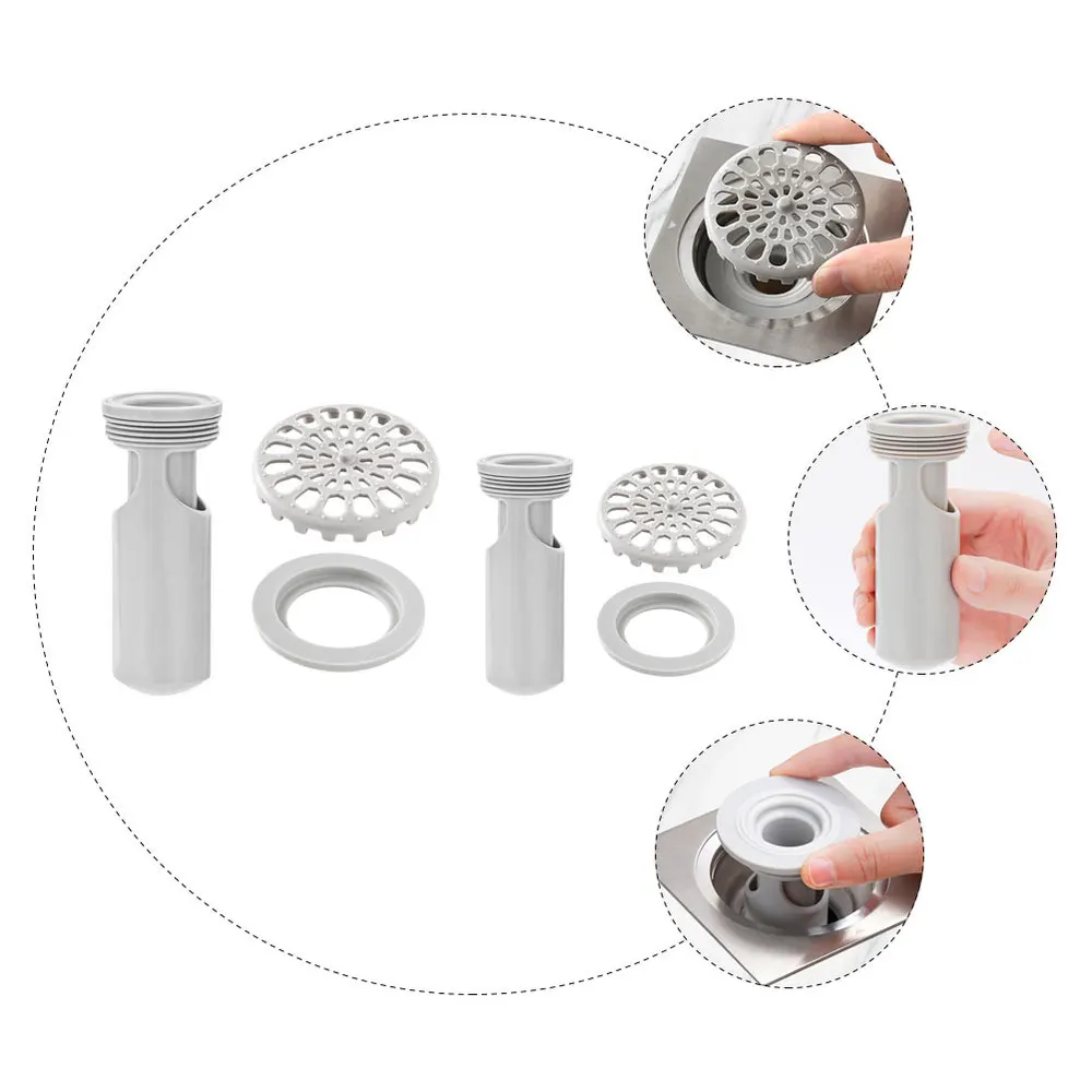 

2pcs Floor Drain Deodorization Floor Drain Bathroom Floor Drain Strainer (Grey)