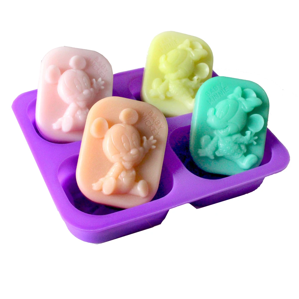 Силиконовая форма для мыла в форме мыши с 4 отверстиями искусственный мусс глины