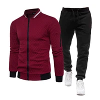 men tracksuit brand sweatshirt zipper jacket black pants sweatpants two piece sets casual male streetwear autumn clothing