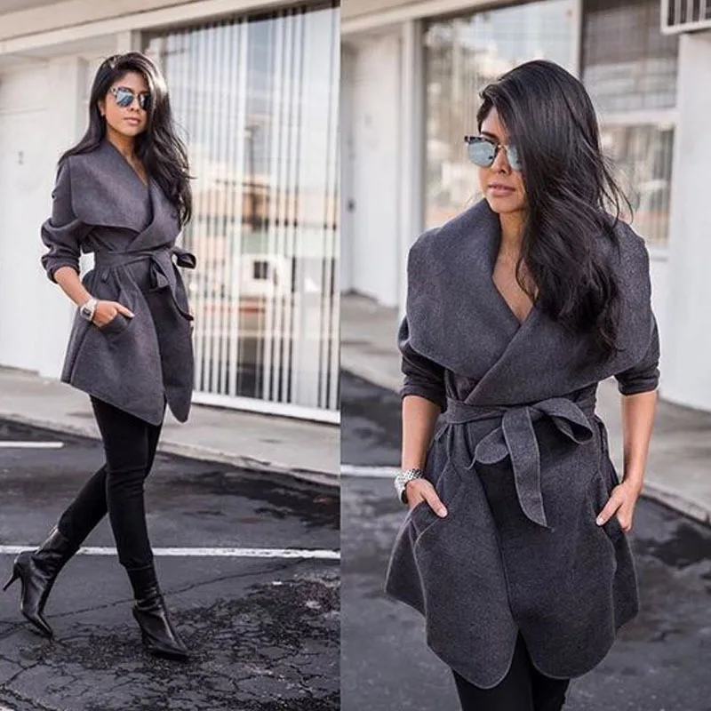 

New Fashion Windbreaker For ladies Mid-long Trench Coat Women Khaki Slim Belt Cloak Mujer Windbreaker Female Abrigos Brazil