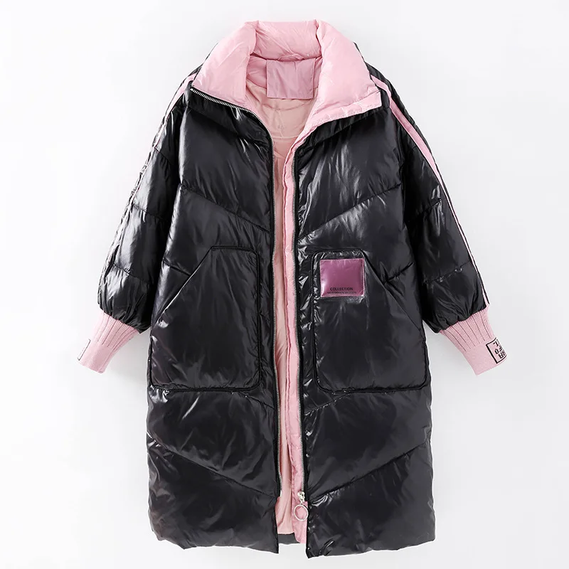 

SOUL OF TIGER Korean Fashion 2020 Winter Ladies Casual Coats Women Loose Striped Duck Down Jacket Vintage Longe Oversized Parka