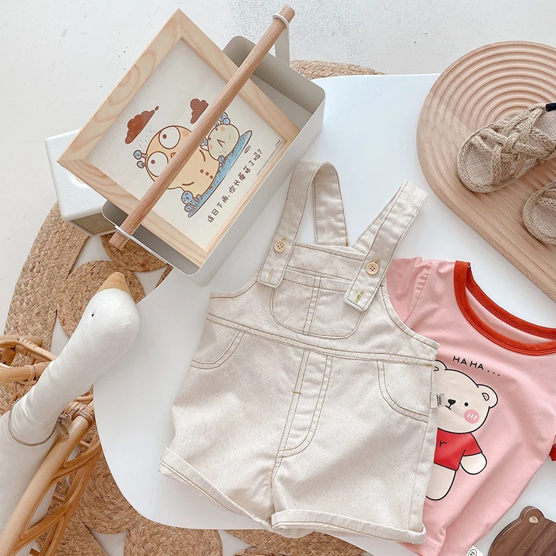 

MILANCEL 2021 Summer New Baby Clothes Solid Toddler Romper Demin Infant Jumpsuit Casual Newborn Clothing