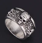Мужское Винтажное кольцо в стиле панк, готический череп, скелет, байкерское ювелирное изделие для вечеринки