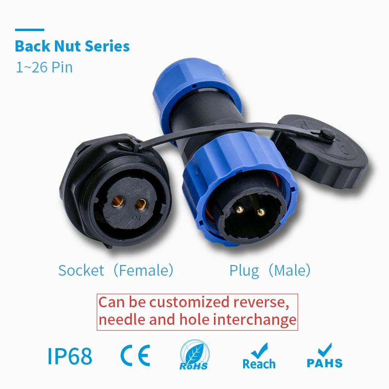 Водонепроницаемый коннектор задняя гайка кабель IP68 штекер гнездо SP/SD/13/16/20/28