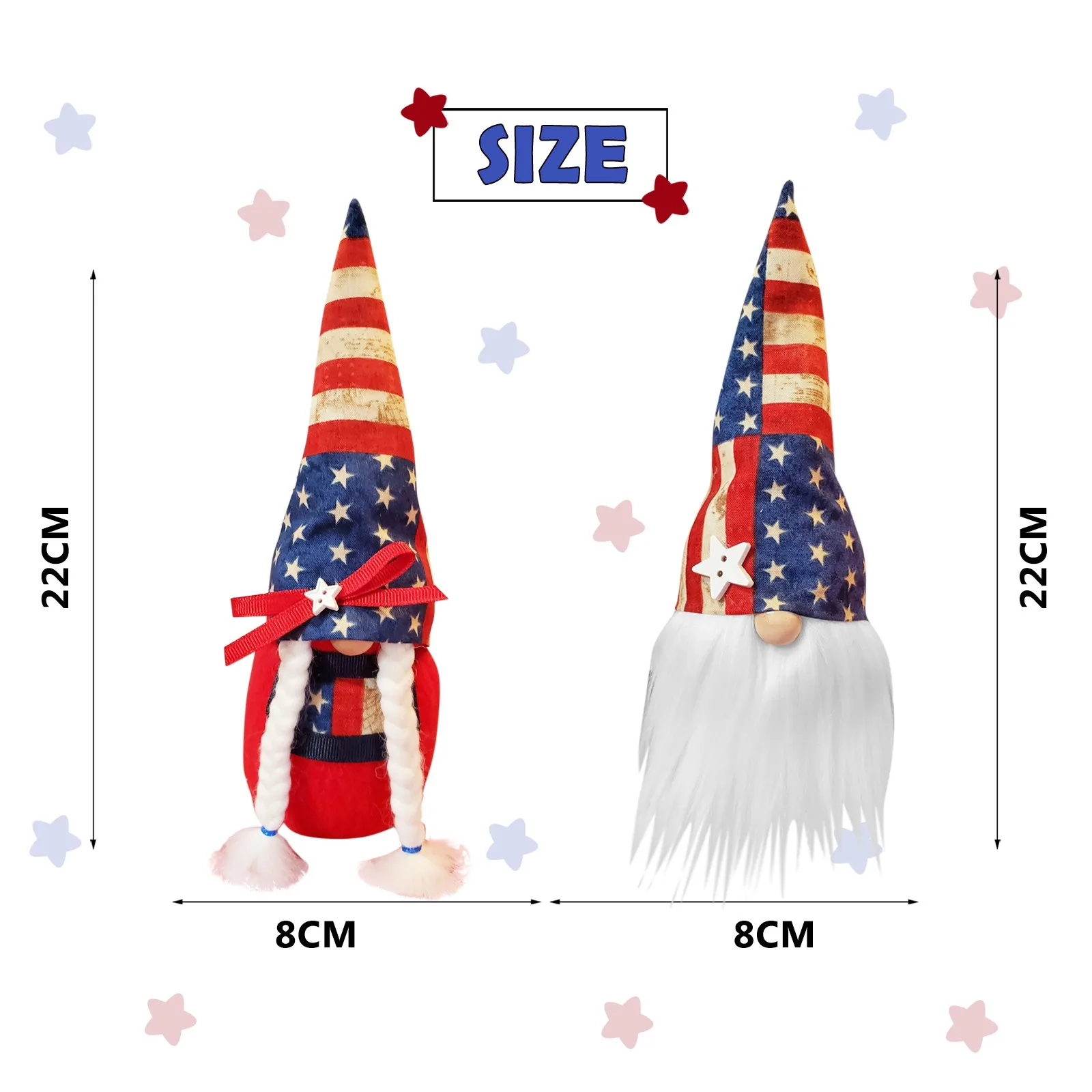 

2 PCS Independence Day Long Legs Long Hat Dwarf Doll Home Desktop Decoration Toys Gift For Kids Party Festival Decor Ornaments