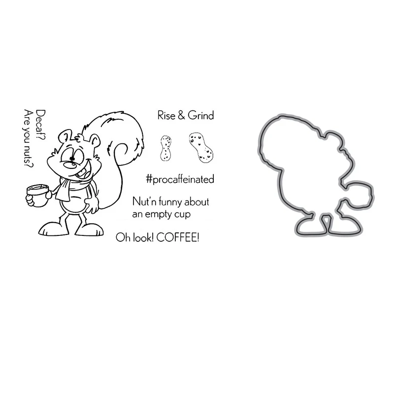 

Прозрачные штампы и штампы Clarence Coffee, штампы в виде белки для рукоделия, скрапбукинга, изготовления открыток, ремесла, высечки, новинка 2022, X11