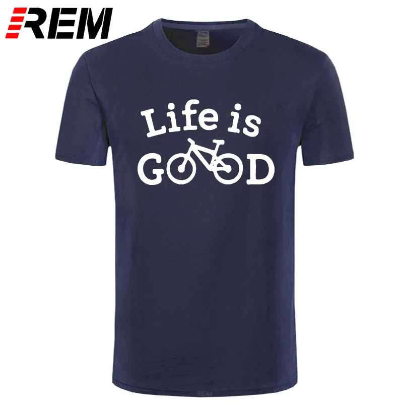 

Забавные мужские футболки REM Life Is Good для велосипеда, летняя крутая модная мужская футболка с принтом, брендовые хлопковые топы с коротким ру...