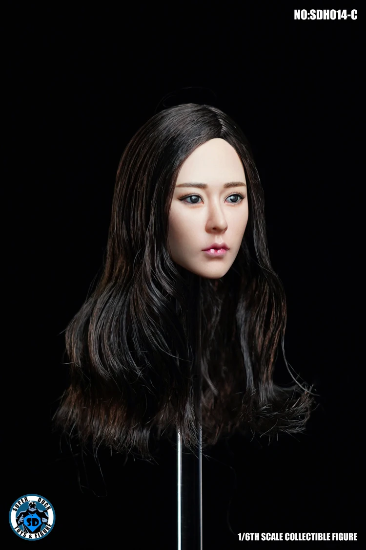 

SUPER DUCK SDH014 1:6 Scale Asian beauty Girl Head Carved Model with long plant hair for female pale seamless Body