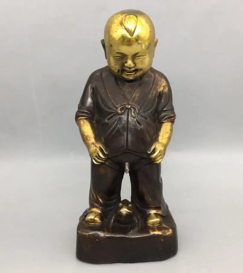 Китайская латунная архаизовая Статуэтка для мальчиков богатства