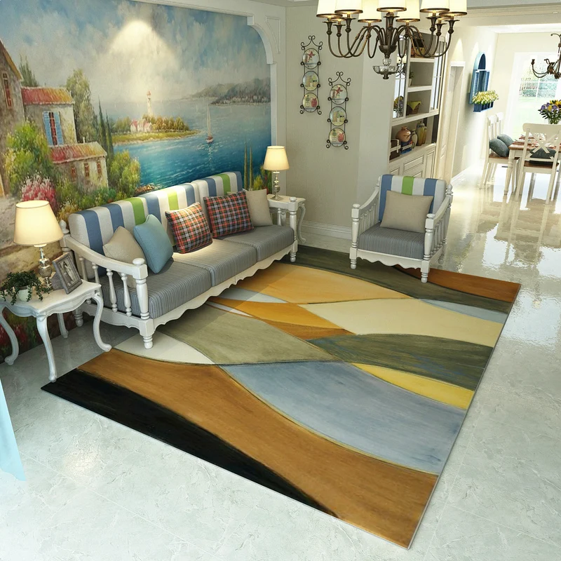 

Nordic Style Rectangle Carpet Stereo Geometric Black And White Carpets Pattern Bedroom Coffee Table Bedside Geometric style Rugs