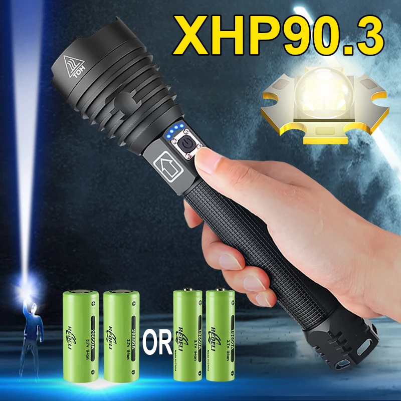 

500000Glare XHP90.3 High Power Led Flashlight Torch USB Rechargeable Led Lantern Powerful Tactical Flashlight 18650 Hunting Lamp