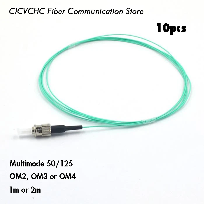 10pcs ST/UPC-Multimode(50/125)-OM2, OM3, OM4-0.9mm Cable-1m or 2m / Optical Fiber Pigtail