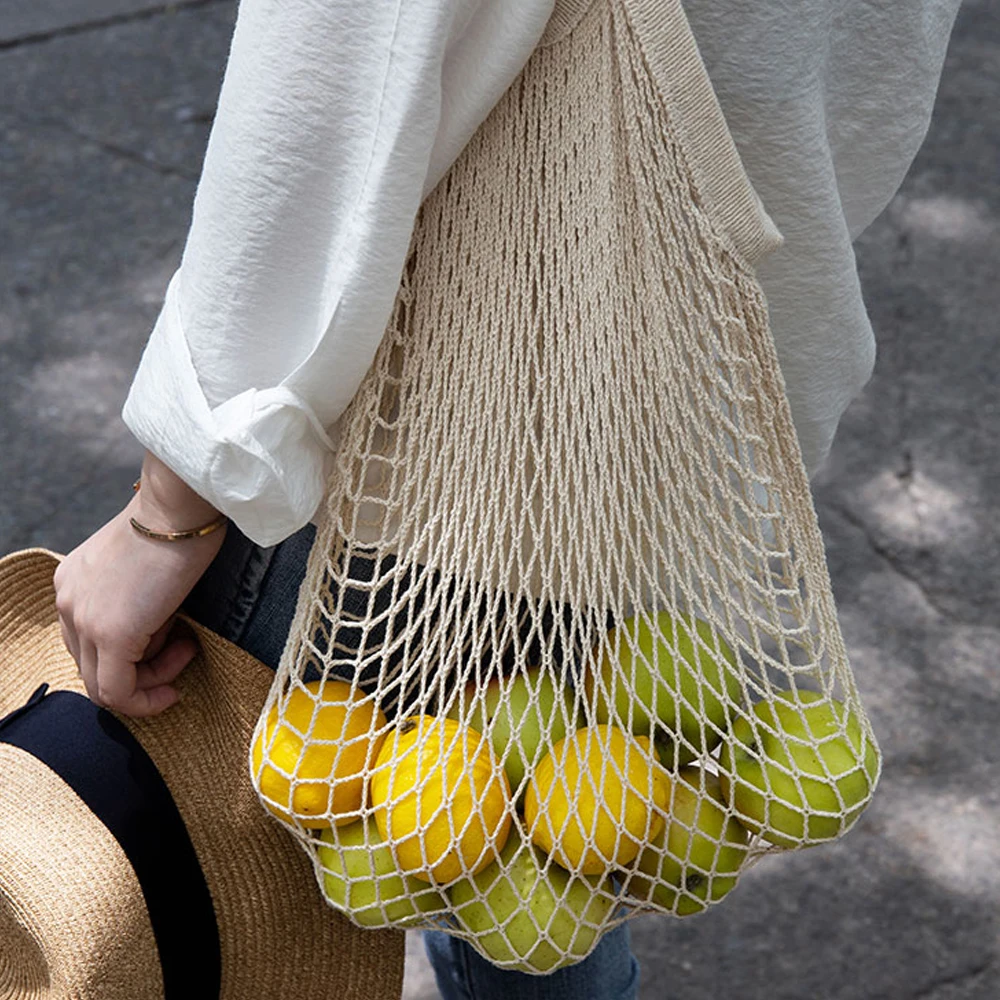 

1pcs Mesh Shopping Bag Reusable String Fruit Storage Handbag Totes Women Shopping Mesh Net Woven Bag Shop Grocery Tote Bag 2021