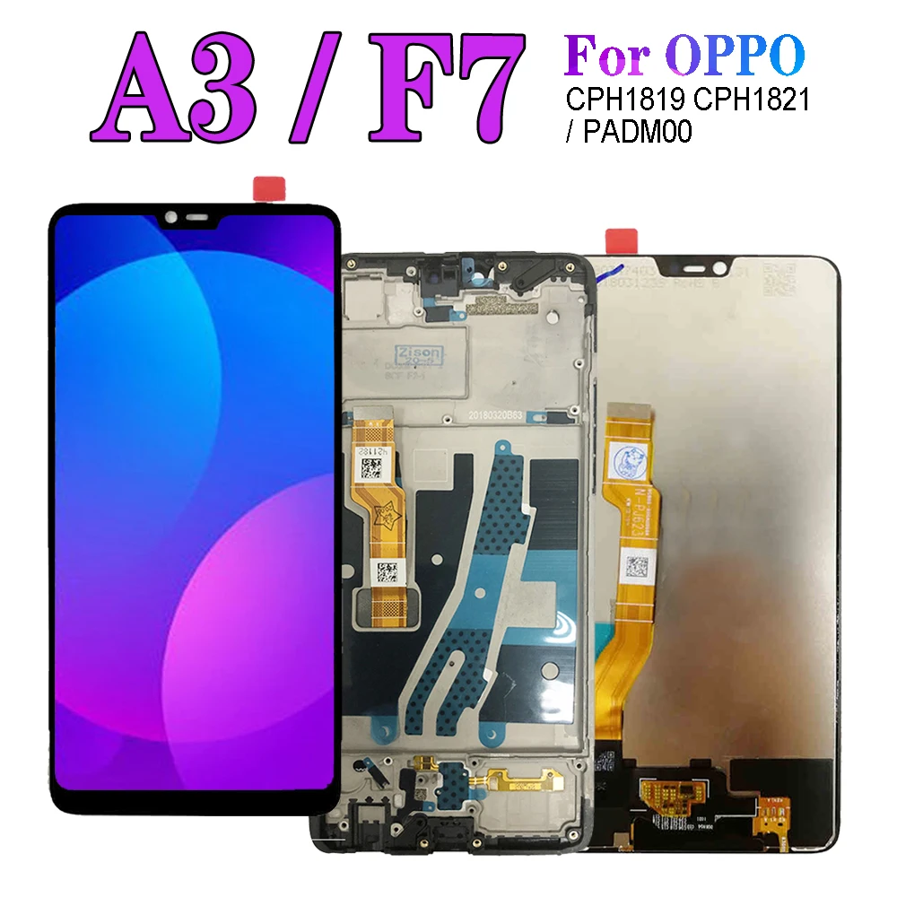 ЖК-дисплей 6 23 &quotA3 F7 для OPPO CPH1819 CPH182 LCD With Frame For A3 PADM00 с рамкой сенсорный датчик