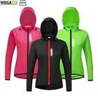 WOSAWE Женская ветрозащитная велосипедная куртка с капюшоном, одежда для езды на велосипеде, ветровка, светоотражающий спортивный жилет для бега на открытом воздухе