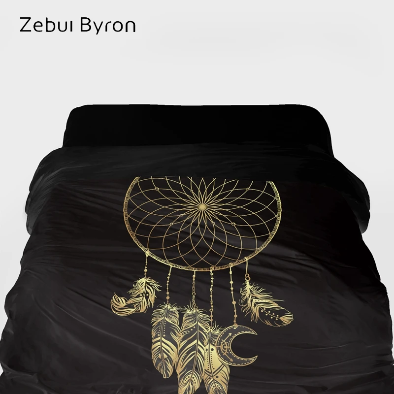 

3D Duvet Cover King/Queen/Custom size,Quilt/Blanket/Comforter Cover 220x240,Dreamcatcher golden Bedding for USA/AU/Russia