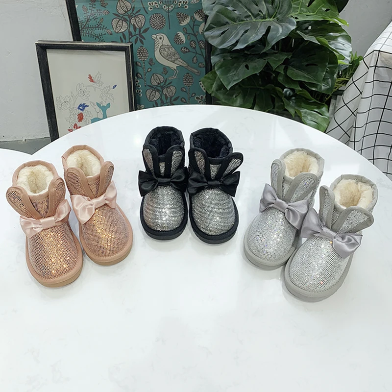 

Dolakids Children's Winter Cartoon shoes 2020 new thick baby boots girls cowhide leather warm snow boots