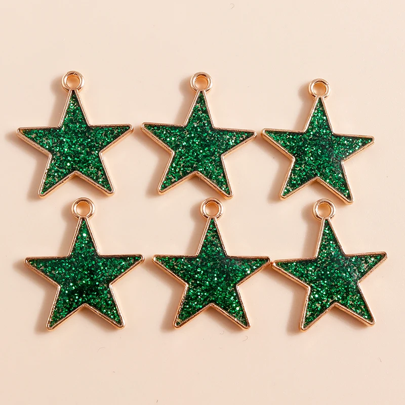 10 шт. Красивые Красочные Подвески с блестками в виде звезд для изготовления
