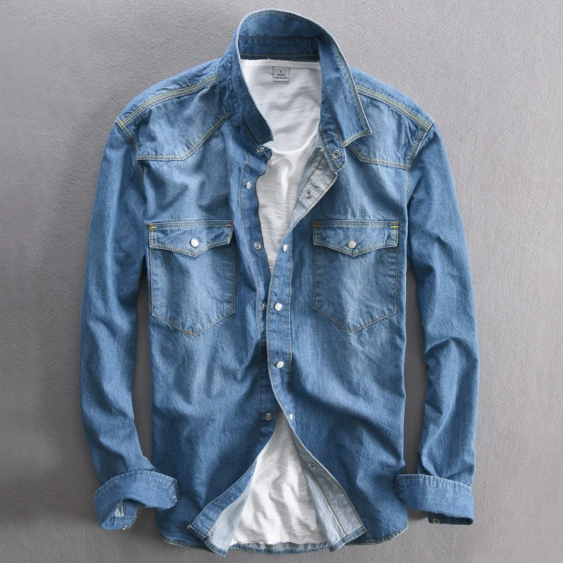 

New Men's denim shirt long sleeve cotton shirt men brand fashion shirts for men denim shirts male tops chemise overhemd camisa