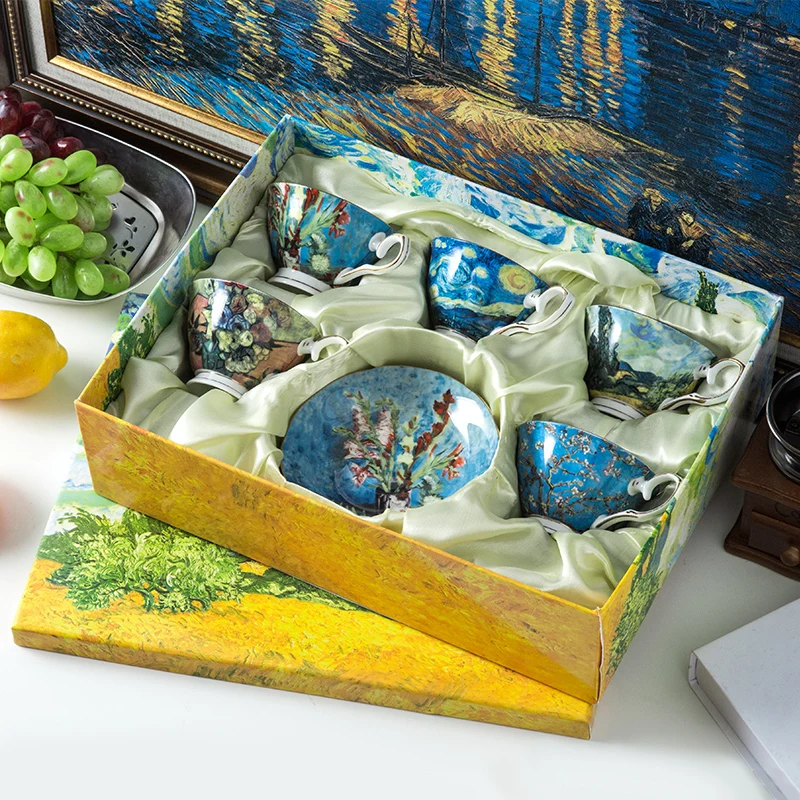 Van Gogh design fine bone china coffee cup and saucer ceramic | Дом и сад