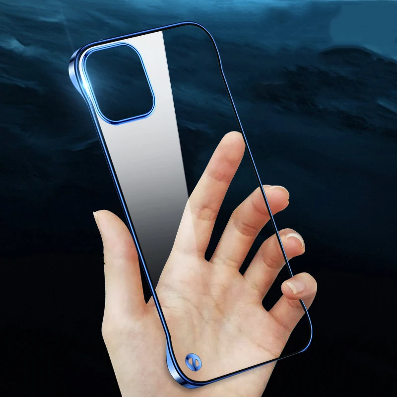 

Ultra Thin Clear Phone Case For iPhone 12 Pro Max Transparent Slim PC Back Cover For iPhone 12 Mini Silicone Plating Frame Case