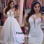 Женское атласное вечернее платье со шлейфом, белое кружевное платье с аппликацией из бисера для выпускного вечера, на заказ