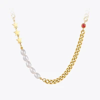 enfashion kpop star pearl necklace for women gold color necklaces free shipping stainless steel fashion jewelry collier p213236