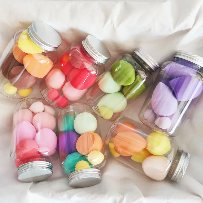 7 шт. в банке косметическая губка-спонж для влажного и сухого макияжа двойного