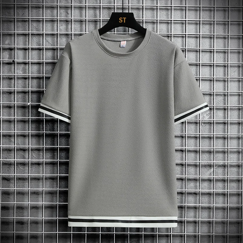 

Men's T-Shirt Summer Men's and Women's Stitching Striped T-Shirt Solid Color T-Shirt Streetwear Men's and Women's T-Shirt Tops