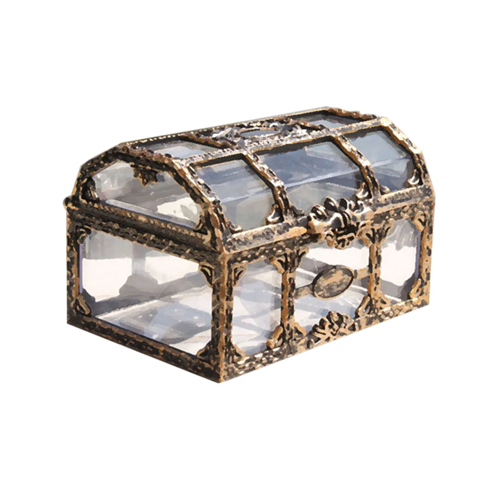 

Vintage Transparent Pirate Treasure Storage Box Candy Trinket for Jewelry Crystal Gem Trinket Box Holder Organizer Earrings Ear