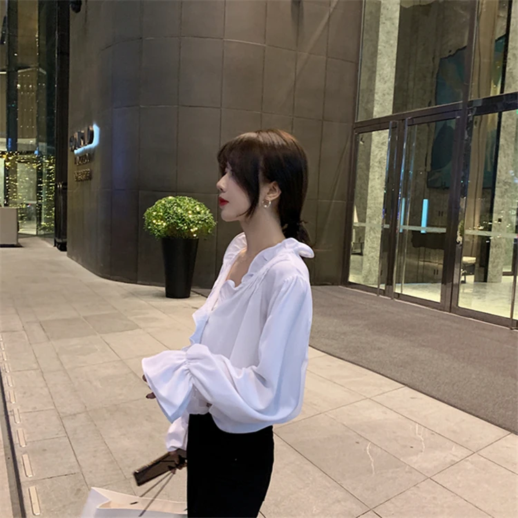 Женская блузка с оборками Colorfaith модная однобортная Повседневная рубашка